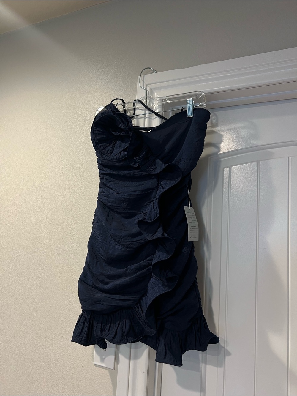 Nordstrom Navy One-Shoulder Ruffled Cocktail Dress